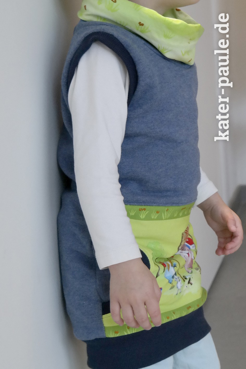 Pullunder Kleid Freunde Helme Heine Bilderbuchstoff Kroodie-Kleid Kater Paule