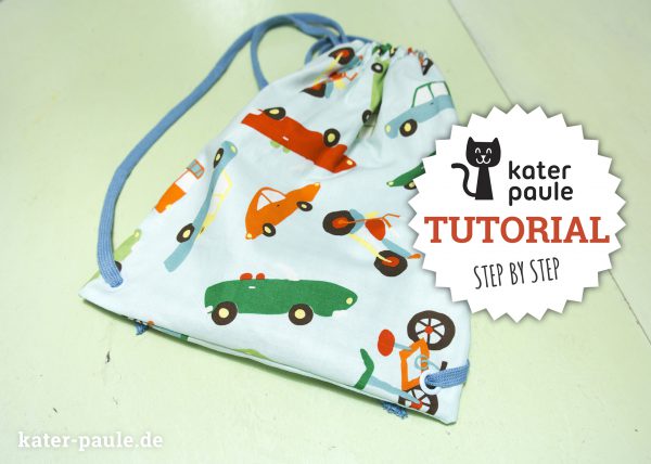 Ein kleiner Turnbeutel für den Kindergarten mit Anleitung Tutorial. Schnell genäht und ein tolles kleines Projekt für Nähanfänger // Riley Blake / Snaply / Hipsterbeutel / Nähgedöns / Kater Paule