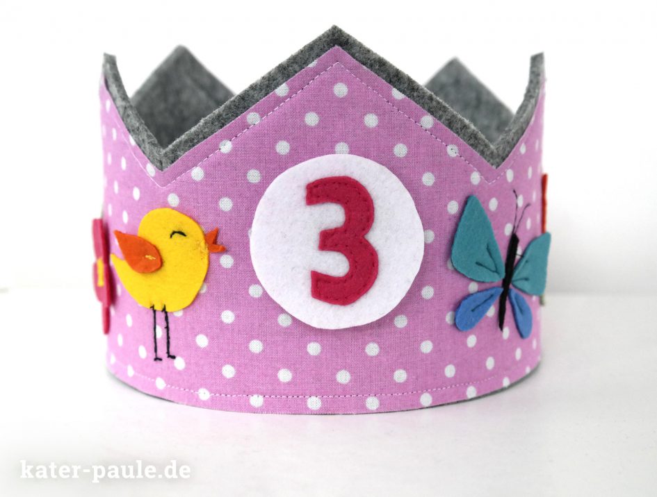 Geburtstagskrone aus Filz / birthdaycrown / felt crown/ Prinzessinenkrone / princess for a day / Krone für Mädchen / Freebook